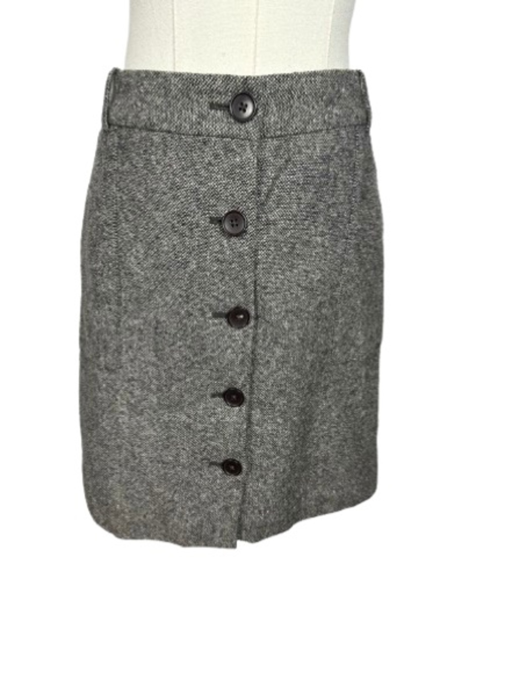 Classic Brown Button-Front Wool Blend Skirt Size 2